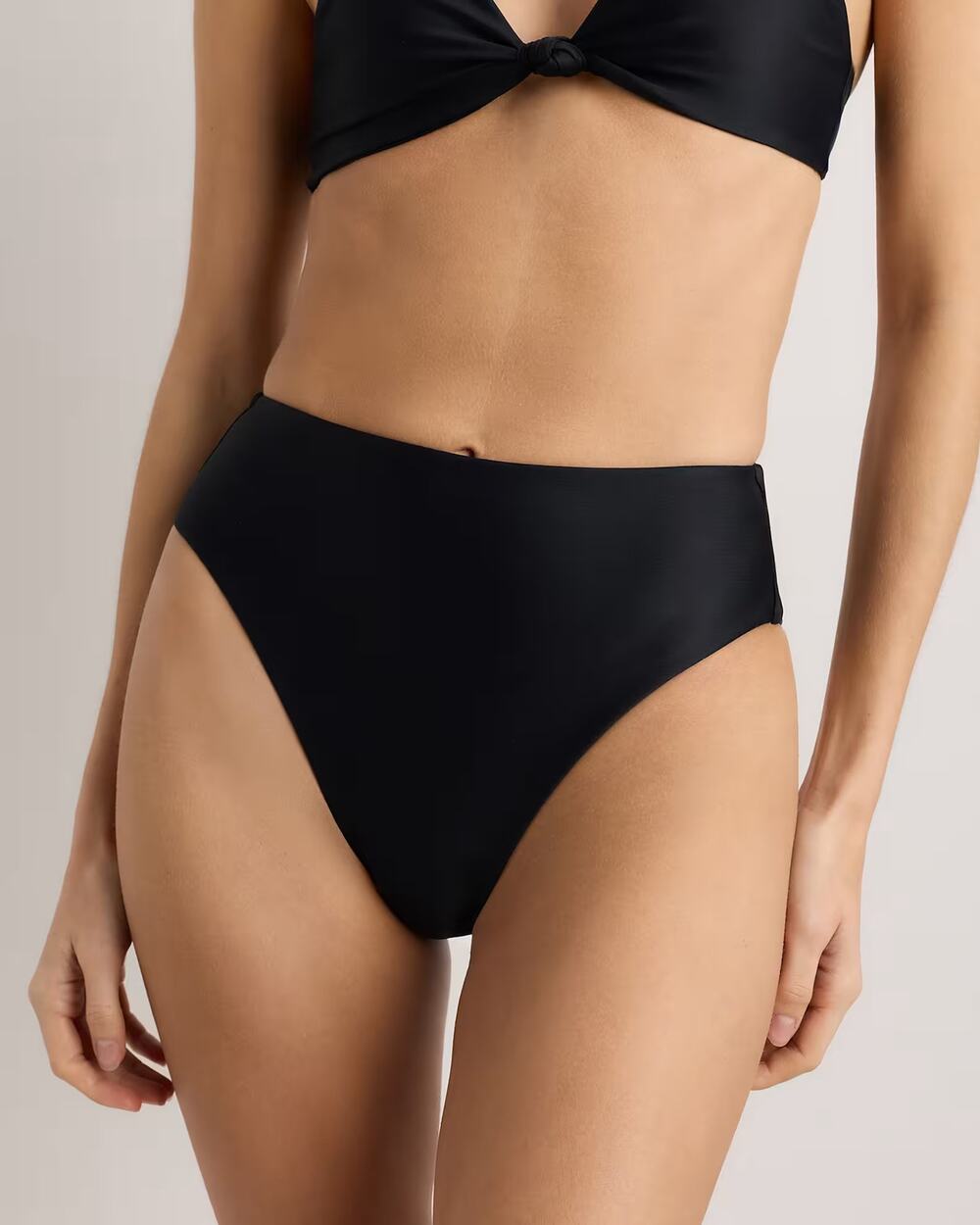 Quince Italian High-Rise High-Leg Bikini Bottom in Black Size Small